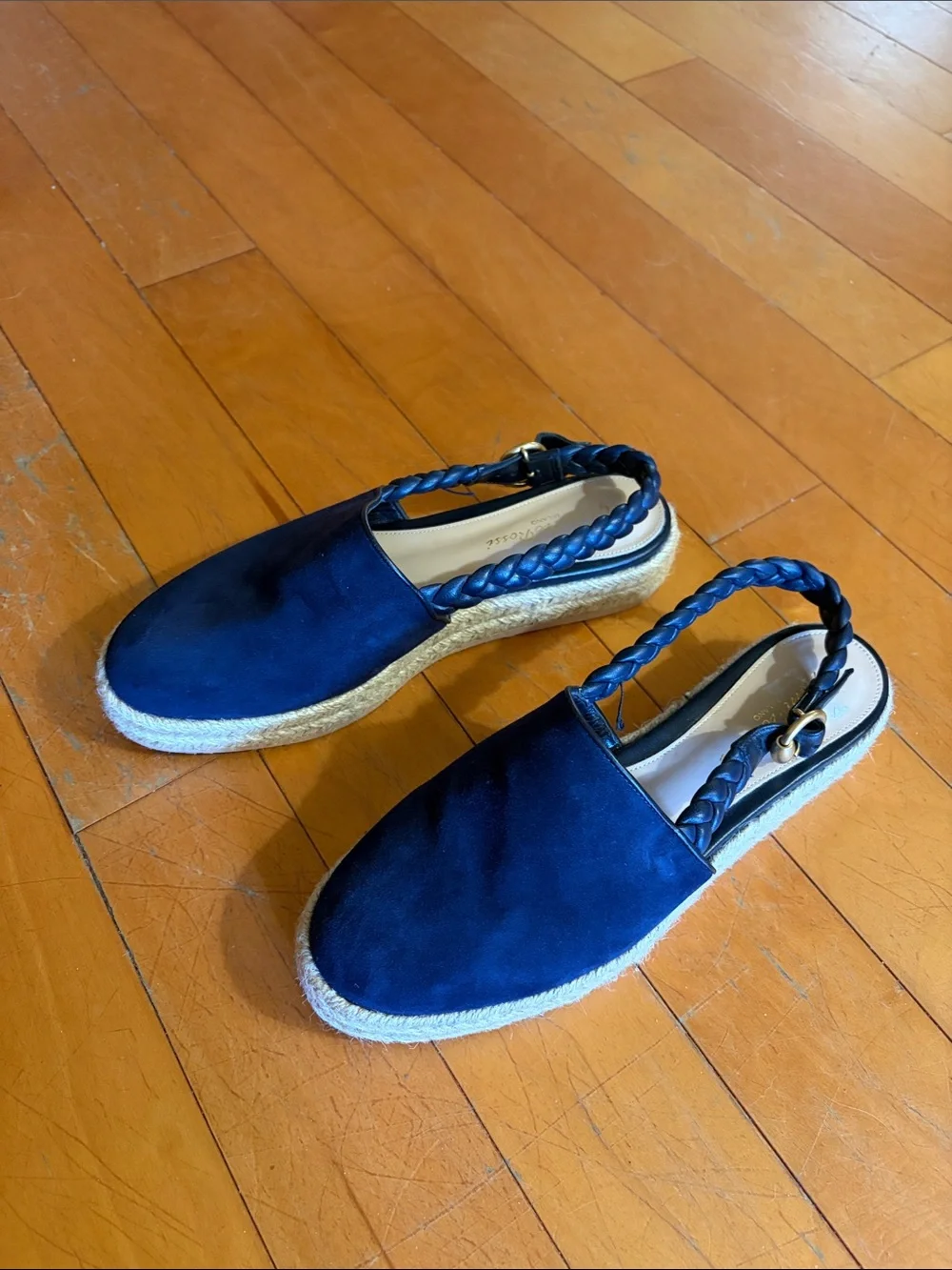 Gianvito Rossi Navy Braided Slingback Espadrilles